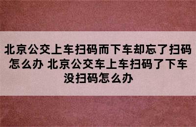 北京公交上车扫码而下车却忘了扫码怎么办 北京公交车上车扫码了下车没扫码怎么办